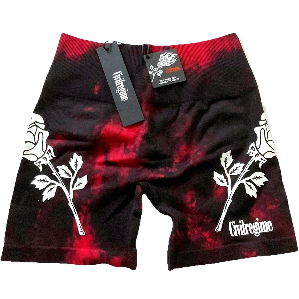 Civil Regime Concrete Kelly Seamless Shorts Women Small Burgundy Black Lava Wash